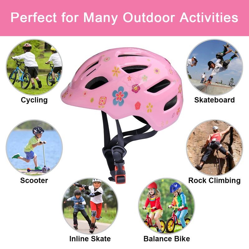 GLAF Baby Bike Helmet Toddler Helmets for 1 Year Old and up Infant Girls Boys Multi Sport Adjustable for Scooter Bicycle Kids Youth Child Skateboard Safety Cycling (XS, Flower) - Image 2